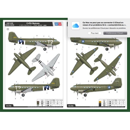 Maquette d'avion en plastique C-47D Skytrain 1/72