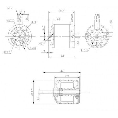 Moteur électrique radiocommandé Moteur DM2215 Kv1150