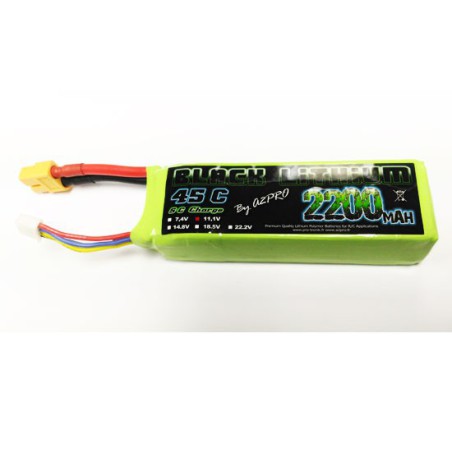 Accu LIPO pour appareil radiocommandé Accu LiPo Black Lithium 2200mAh 45C 3S