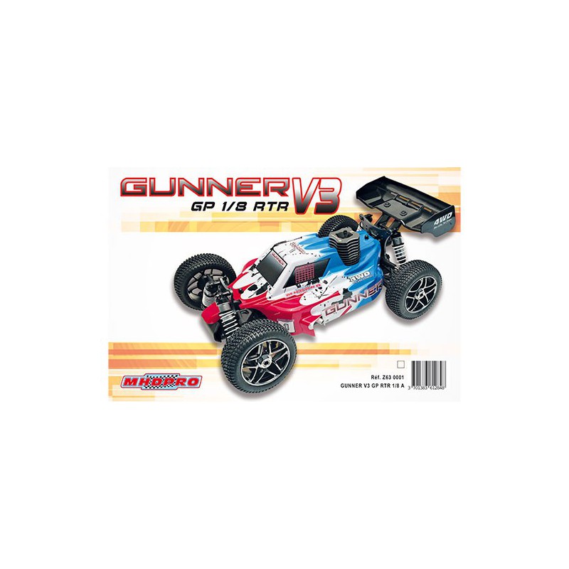 MHD Gunner V3 GP buggy 1/8 thermique carrosserie bleue