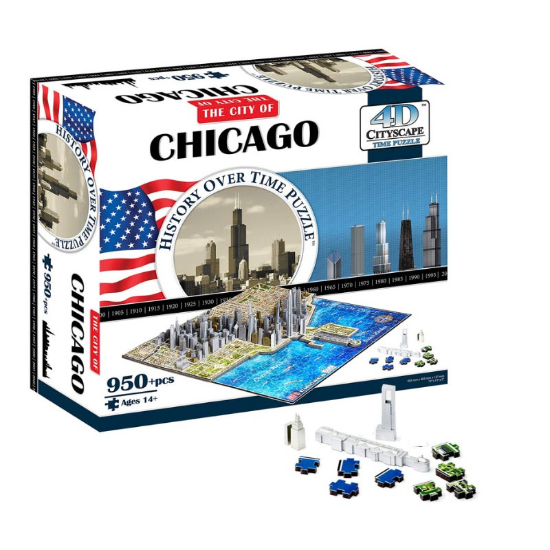 THE CITY OF CHICAGO HISTORY OVER TIME PUZZLE 4D Cityscape 950pc