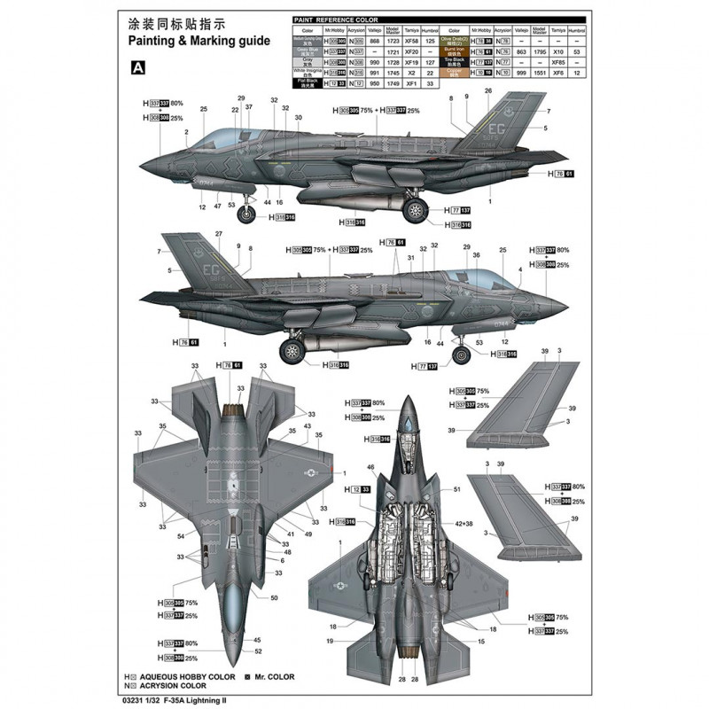 TAMIYA maquette plastique à construire F-35A LIGHTNING II (colle et  peintures non incluses) - Planet Passions