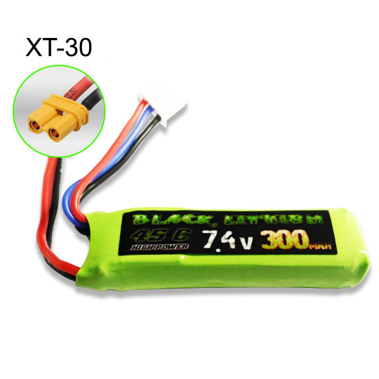 2S 300mAh 45C LiPo Battery with XT30 Connector (2pcs)